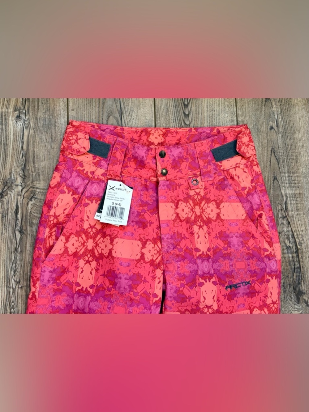 NWT Arctix Women's Insulated Snow Pants S 4-6 Red Summit Print 31" Inseam - Picture 5 of 9